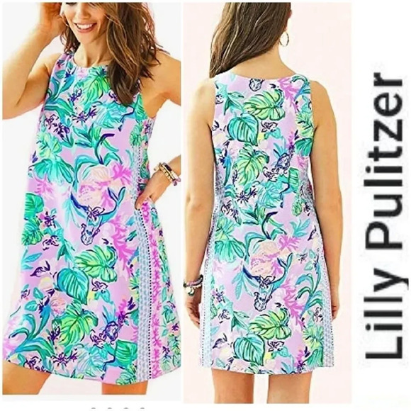 Lilly Pulitzer Women's Silk Shift Dress Mermaid in The Shade Amethyst Si… - Picture 1 of 12
